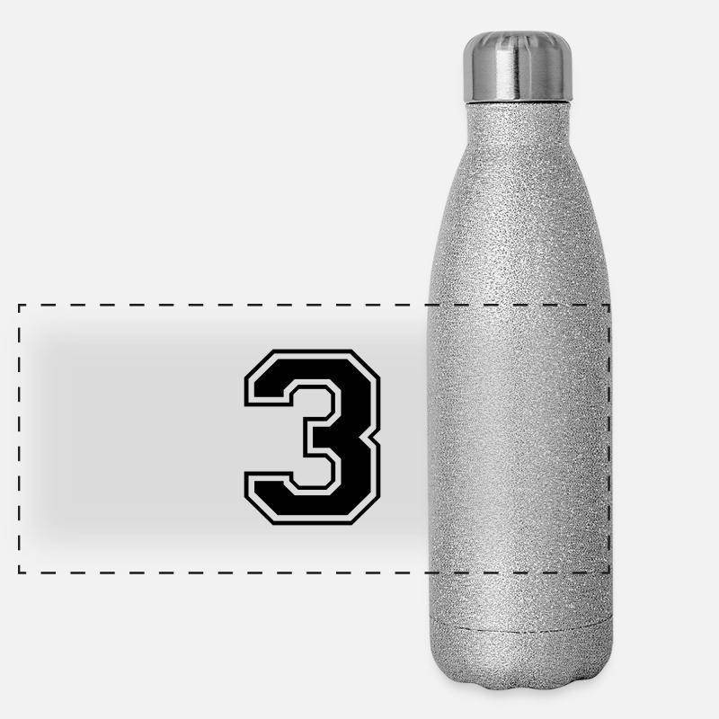 3, Drei, Three, Nummer, Zahl Panorama Glitzer Isolierflasche 500 ml