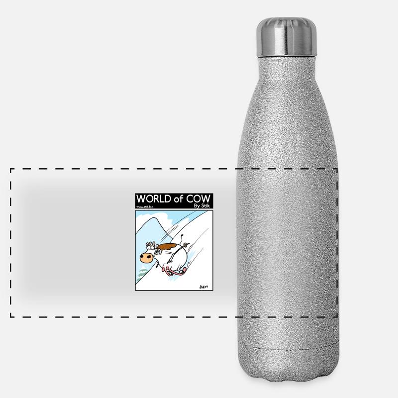World of Cow Skiing Panoramic Glitter Thermal Bottle 500 ml