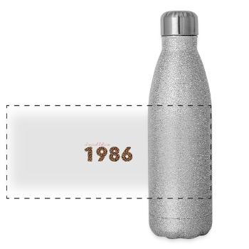 Jahrgang 1986, Geburtstagsgeschenk, Geschenk Frau - Panorama Glitzer Isolierflasche 500 ml - Silber Glitzer - Vorne