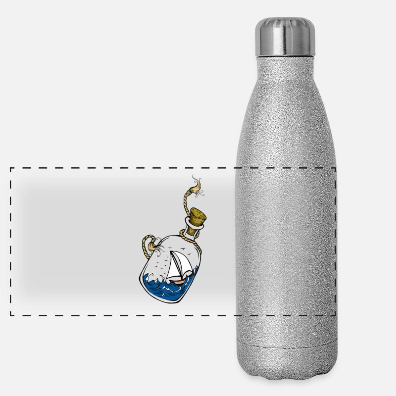 Flasche auf dem Meer Panorama Glitzer Isolierflasche 500 ml