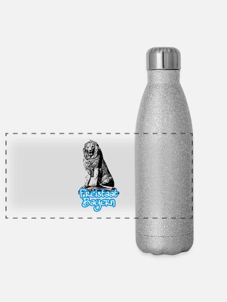 Freistaat Bayern - Panorama Glitzer Isolierflasche 500 ml - Silber Glitzer