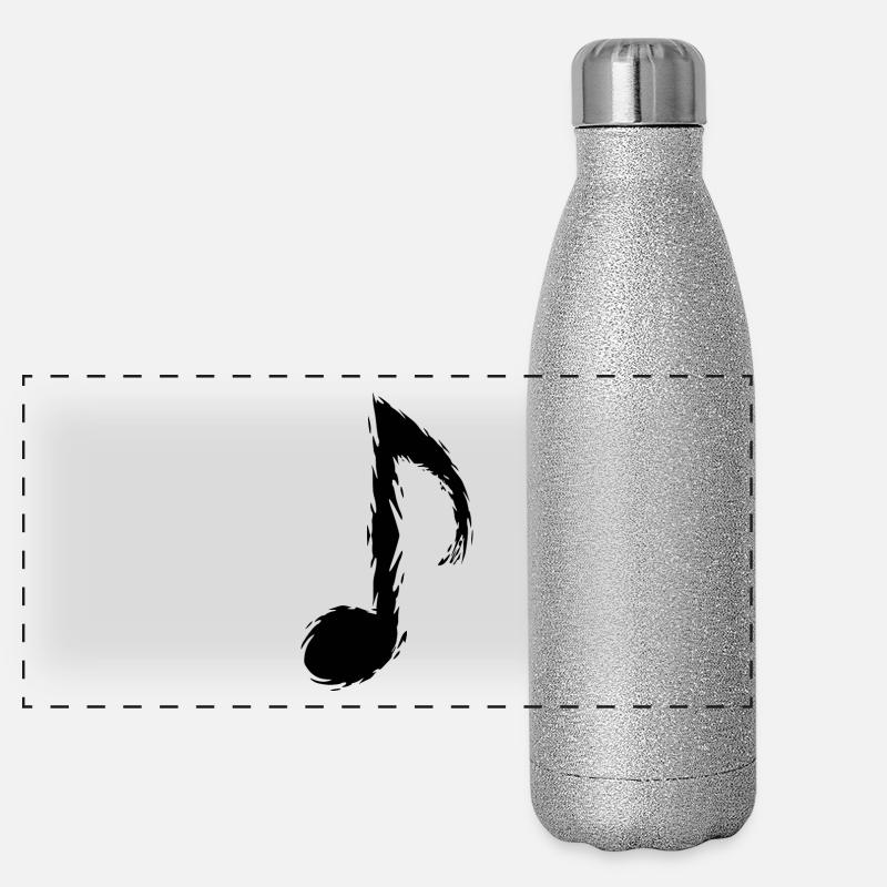 Music Note Black Musical Note Panoramic Glitter Thermal Bottle 500 ml