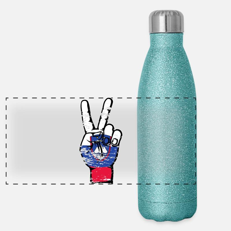 Drapeau de la Slovénie Symbole de la Victoire De La Paix Utilisé Gourde isotherme panoramique pailletée 500 ml