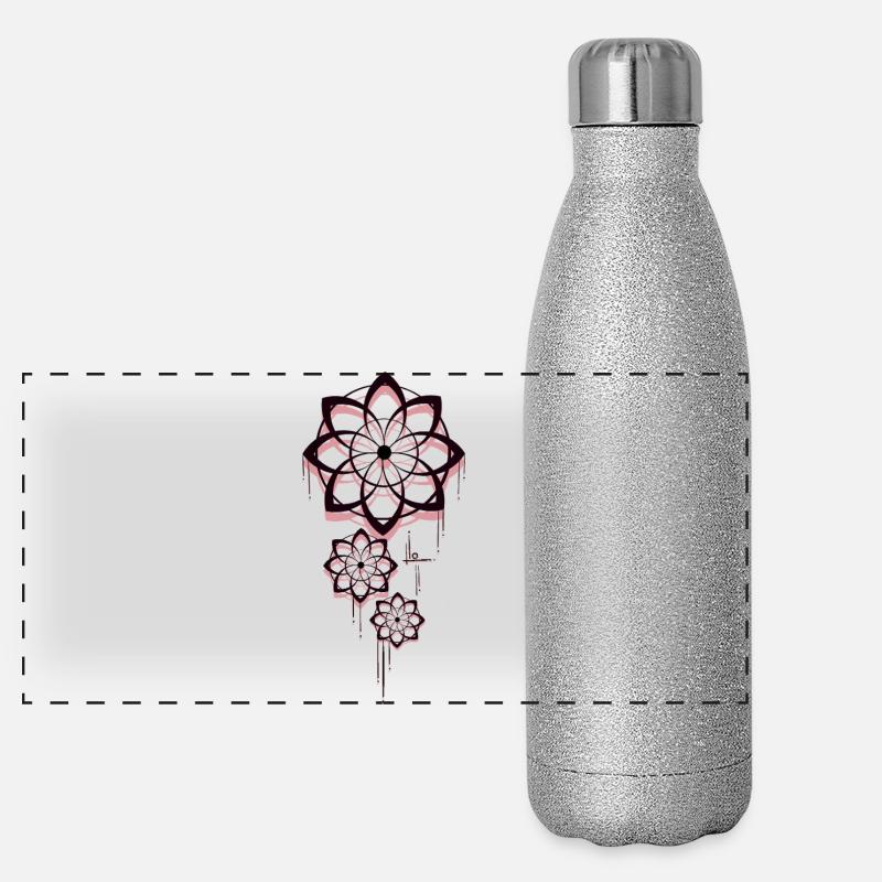 Geometrisches Mandala Dreamcatcher Design - Panorama Glitzer Isolierflasche 500 ml - Silber Glitzer