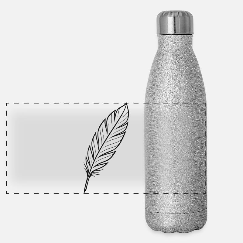 Black Feather Silhouette Panoramic Glitter Thermal Bottle 500 ml