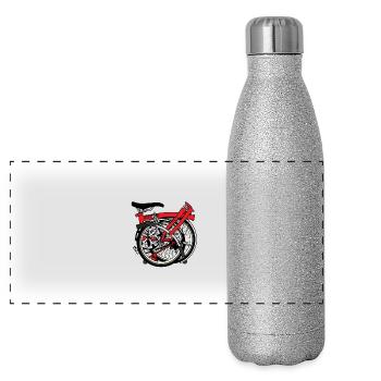 Brompton Bicycle ready to be transported. - Panoramic Glitter Thermal Bottle 500 ml - silver glitter - Front