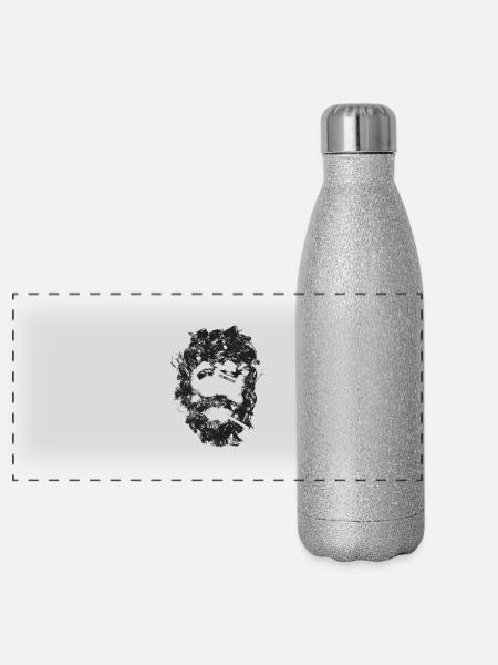 Bearded in Bangkok - Panorama Glitzer Isolierflasche 500 ml - Silber Glitzer - Vorne