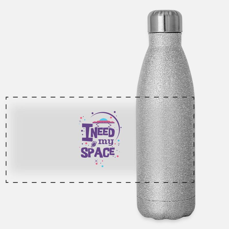 I need my space- Ich brauche meinen Platz- rocket Panorama Glitzer Isolierflasche 500 ml