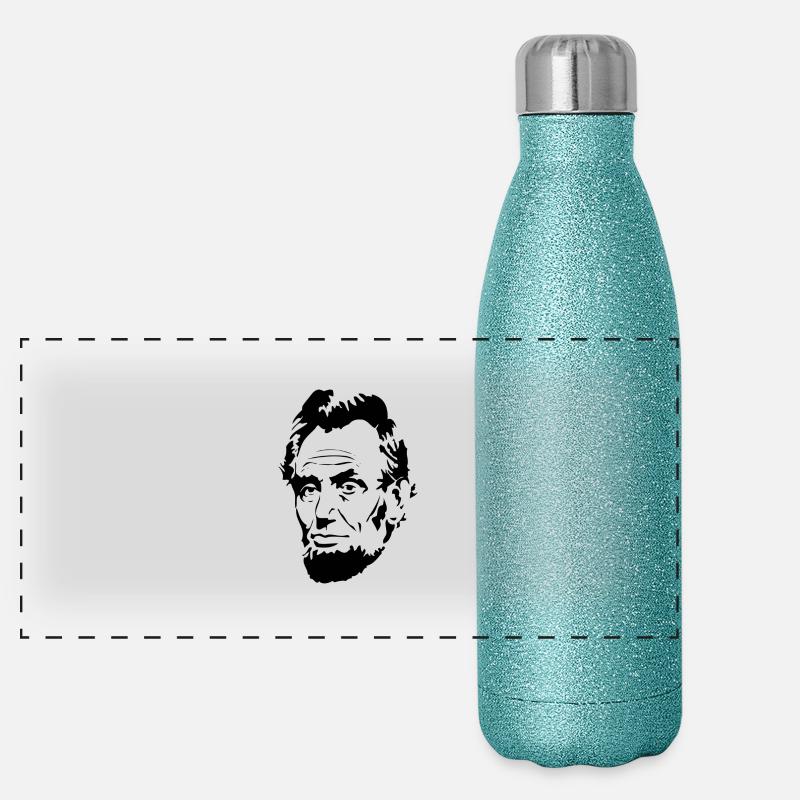 Visage du président Abraham Lincoln Gourde isotherme panoramique pailletée 500 ml