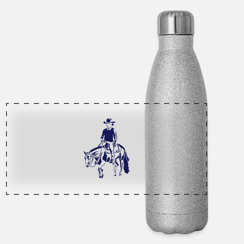 Freizeitpferd Westernreiter Panorama Glitzer Isolierflasche 500 ml