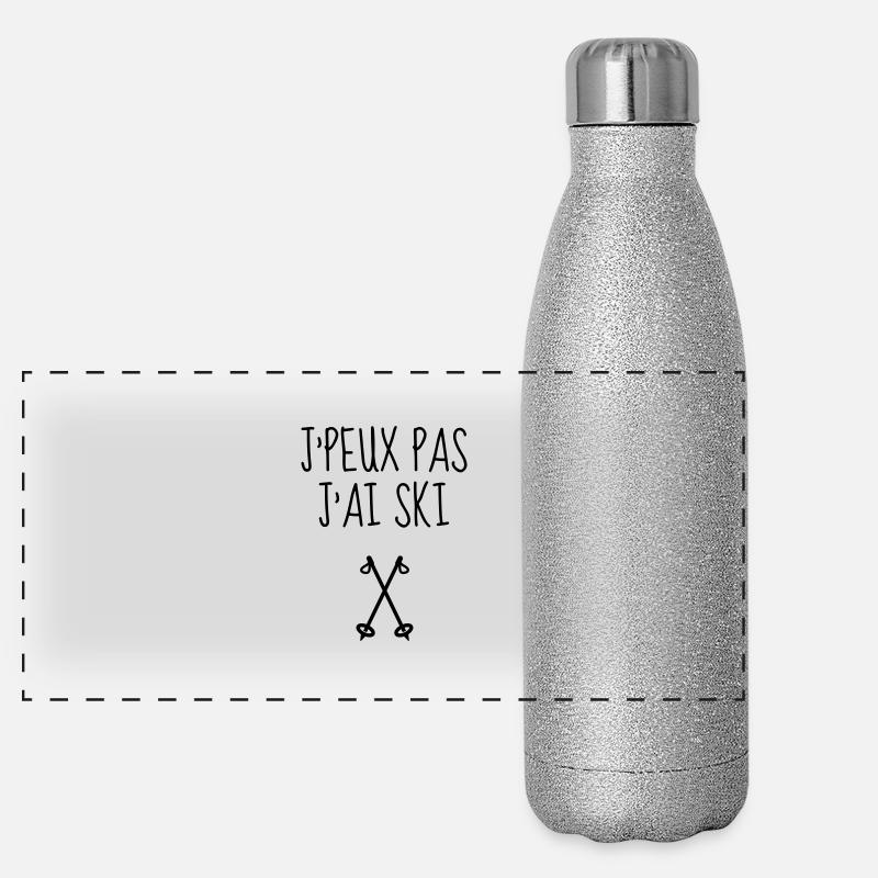 Skifahren Skifahrer Sport Ski Spieler Panorama Glitzer Isolierflasche 500 ml