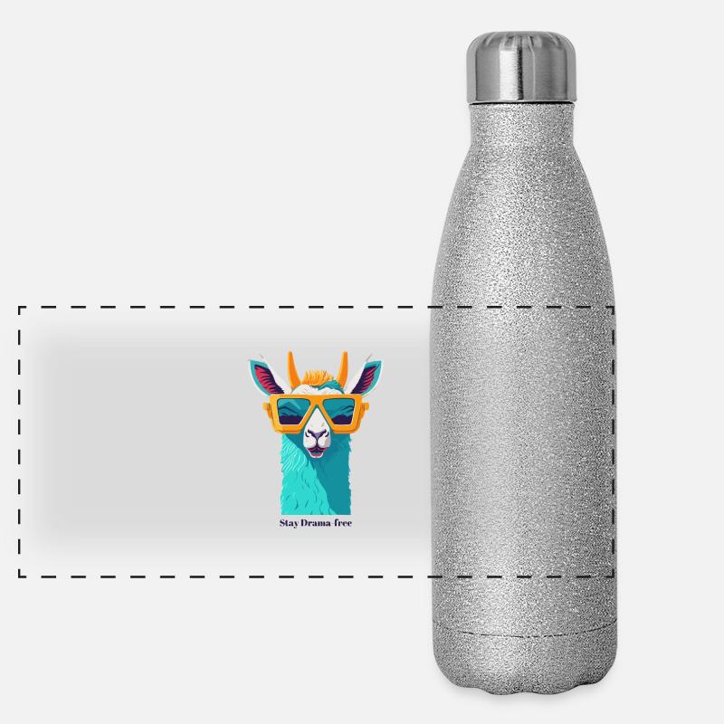 Retro-Lama-Revolte Panorama Glitzer Isolierflasche 500 ml