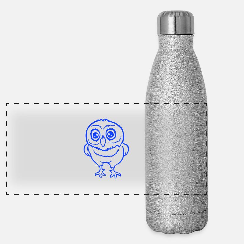 Eule Vogel Uhu Nachtvogel Schleiereule Kauz Comic Panorama Glitzer Isolierflasche 500 ml