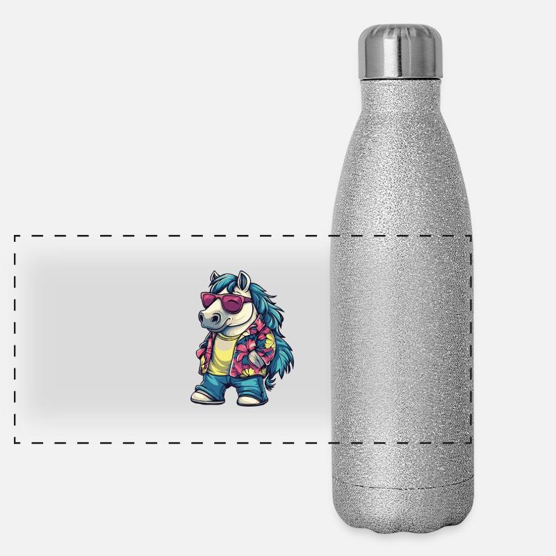 Vacances de bande dessinée de cheval Gourde isotherme panoramique pailletée 500 ml