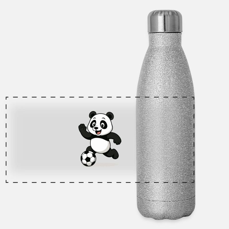 Panda Fußball Sport Comic Panorama Glitzer Isolierflasche 500 ml