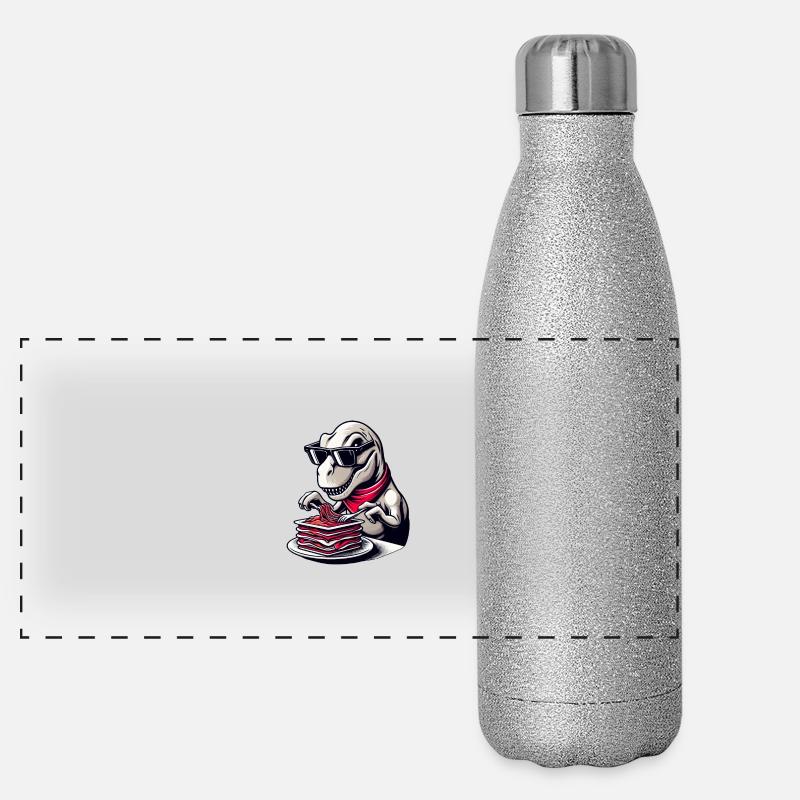 Dino T-Rex Lasagne Modern Elegant Panorama Glitzer Isolierflasche 500 ml