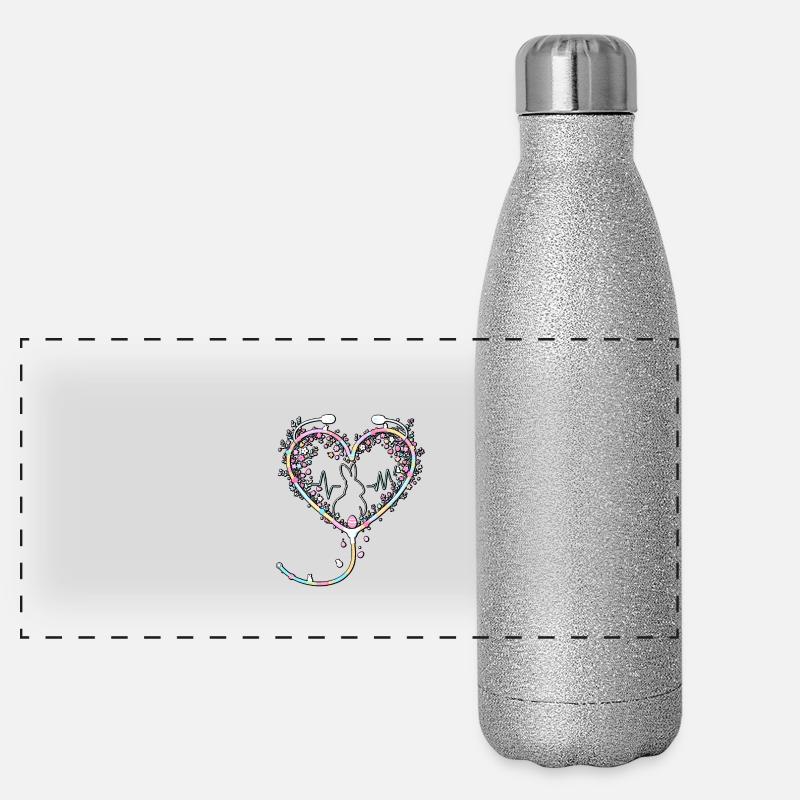 Osterhasen-Krankenschwester Panorama Glitzer Isolierflasche 500 ml