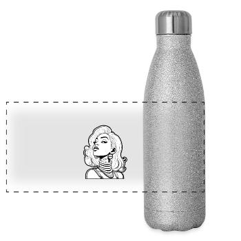 Grafik Motiv "Comic Gesicht" - Panorama Glitzer Isolierflasche 500 ml - Silber Glitzer - Vorne