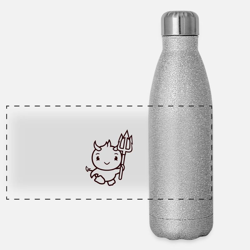 bird devil horns satan trident hell evil cool Panoramic Glitter Thermal Bottle 500 ml