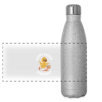 Joyeuses Pâques poussin Vintage - Gourde isotherme panoramique pailletée 500 ml - paillettes argentées - Devant