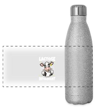 Laktose intolerant lustige Milch Kuh Meme - Panorama Glitzer Isolierflasche 500 ml - Silber Glitzer - Vorne