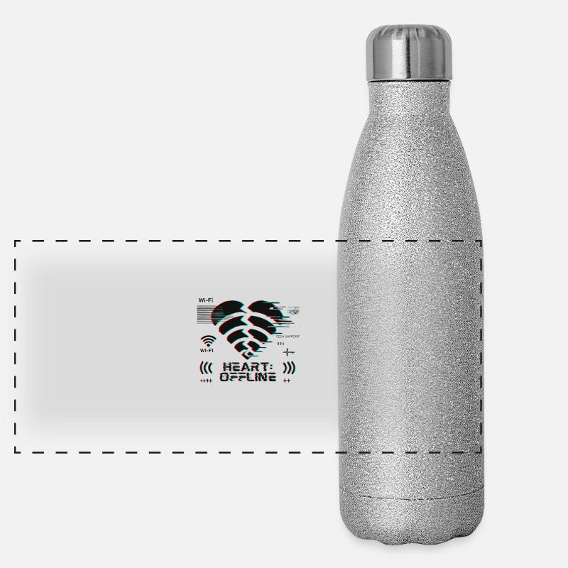 Heart: Offline – Glitch Corrupt Heart Connection Panoramic Glitter Thermal Bottle 500 ml