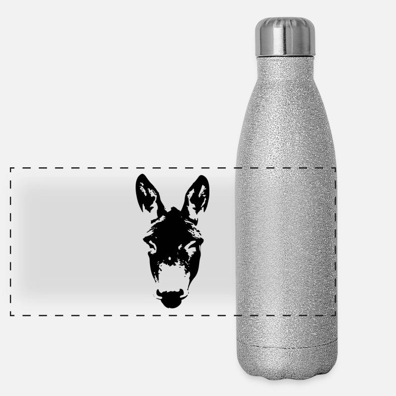 Esel - Panorama Glitzer Isolierflasche 500 ml - Silber Glitzer
