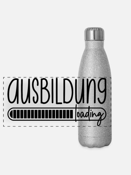 Ausbildung loading Azubi Azubine Auszubildender - Panorama Glitzer Isolierflasche 500 ml - Silber Glitzer