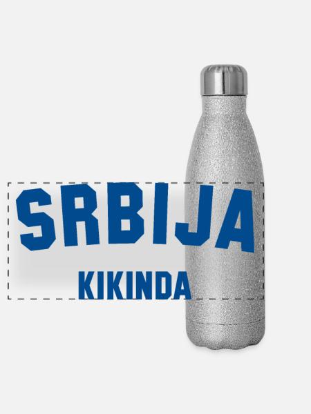 KIKINDA Serbia Serbien - Panorama Glitzer Isolierflasche 500 ml - Silber Glitzer