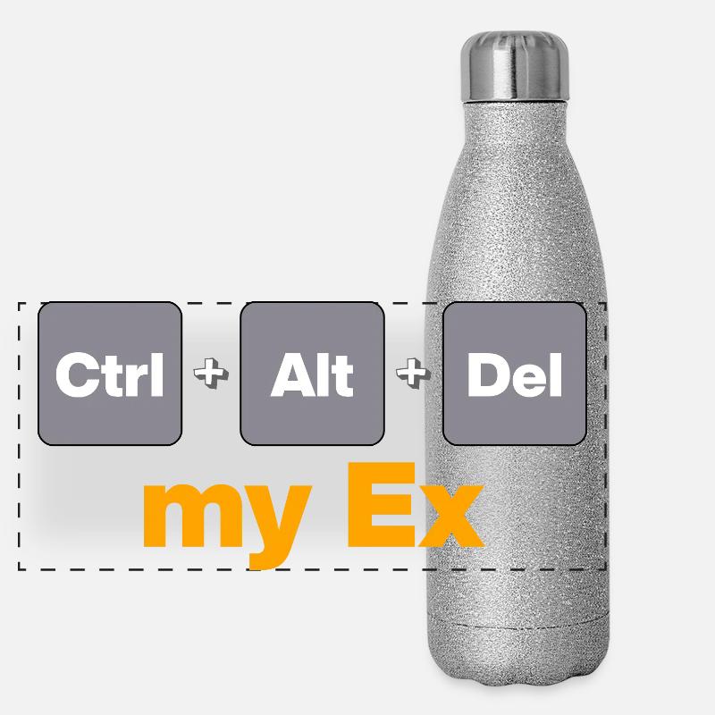 Ctrl Alt Del my Ex for Gamers and Nerds, Split Panoramic Glitter Thermal Bottle 500 ml