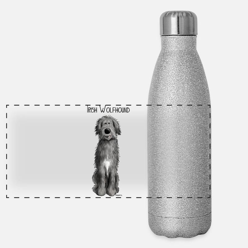 Lustiger Irischer Wolfshund Panorama Glitzer Isolierflasche 500 ml
