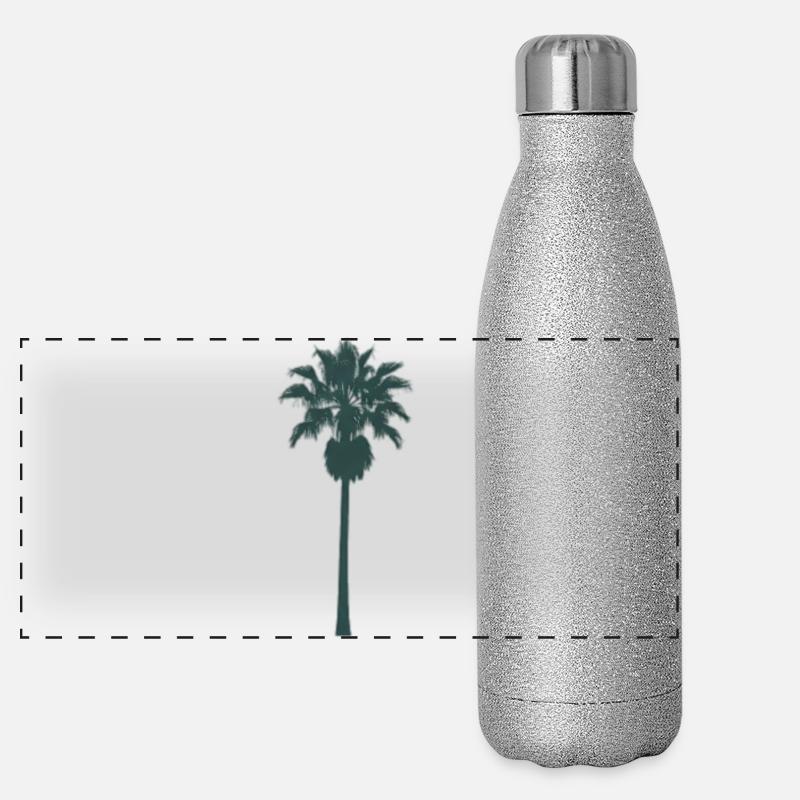 Tropical palm tree design - Panoramic Glitter Thermal Bottle 500 ml - silver glitter
