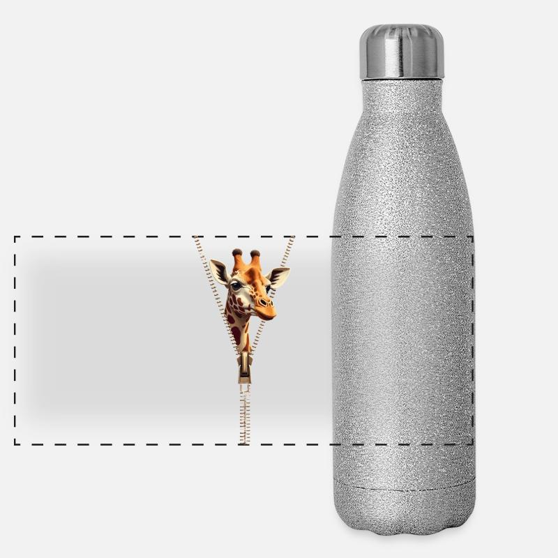 Girafe Stylisée avec Fermeture Zip Gourde isotherme panoramique pailletée 500 ml