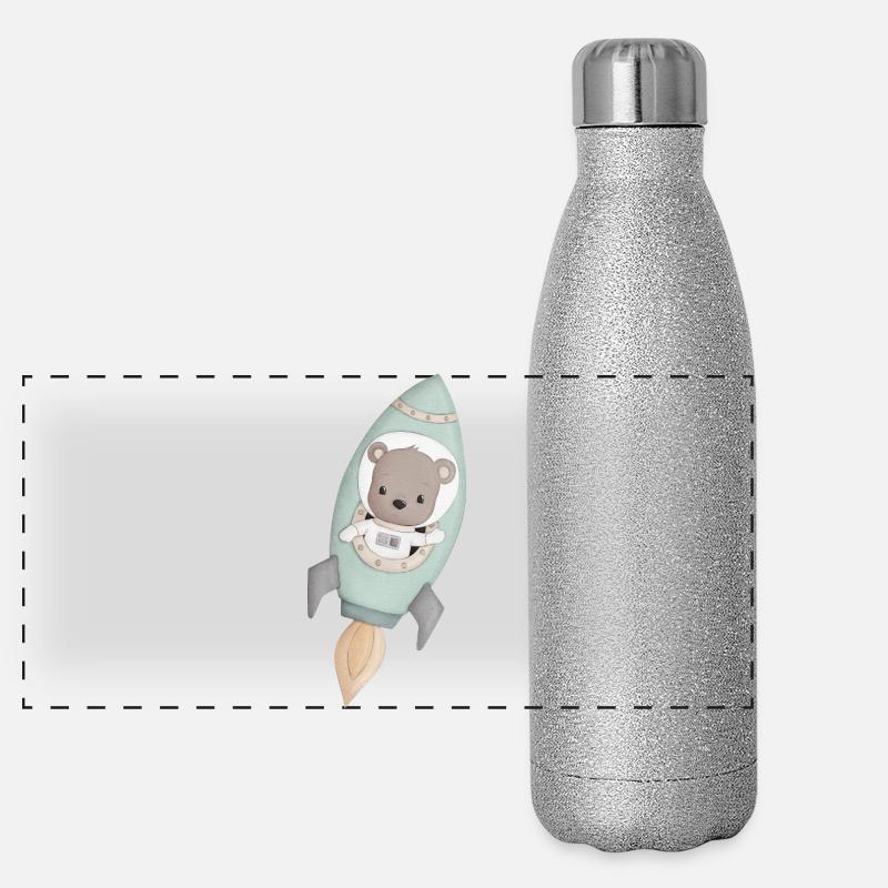 petit ours mignon en astronaute Gourde isotherme panoramique pailletée 500 ml