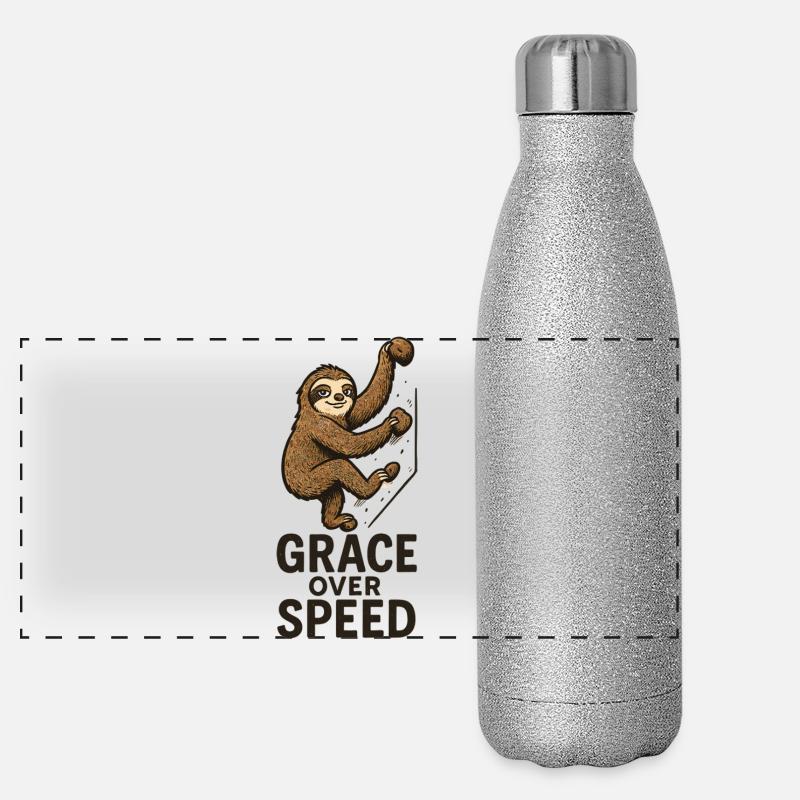 Bouldern Motivation – Grace Over Speed Geschenk Panorama Glitzer Isolierflasche 500 ml