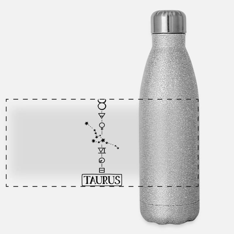 Taurus - Stier Sternzeichen - schwarz Panorama Glitzer Isolierflasche 500 ml