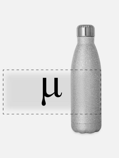 Mu griechische Alphabet Buchstaben - Panorama Glitzer Isolierflasche 500 ml - Silber Glitzer - Vorne