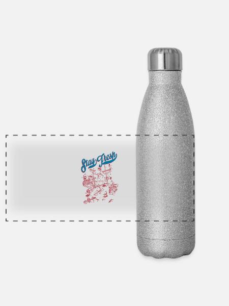 BMX - Panorama Glitzer Isolierflasche 500 ml - Silber Glitzer - Vorne