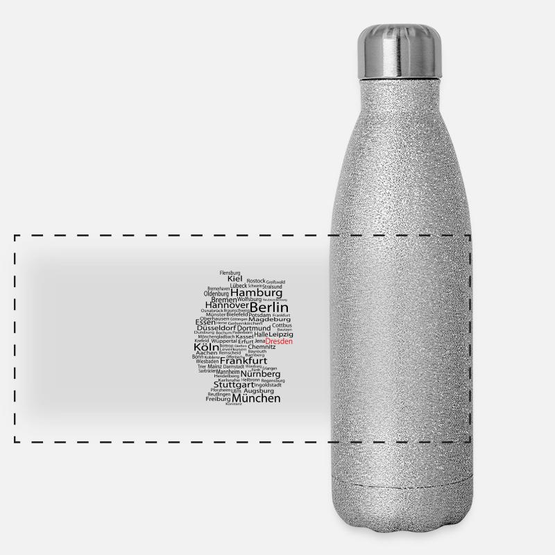Dresden wordcloud Panorama Glitzer Isolierflasche 500 ml