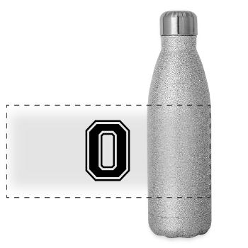Nummer 0 - Panorama Glitzer Isolierflasche 500 ml - Silber Glitzer - Vorne