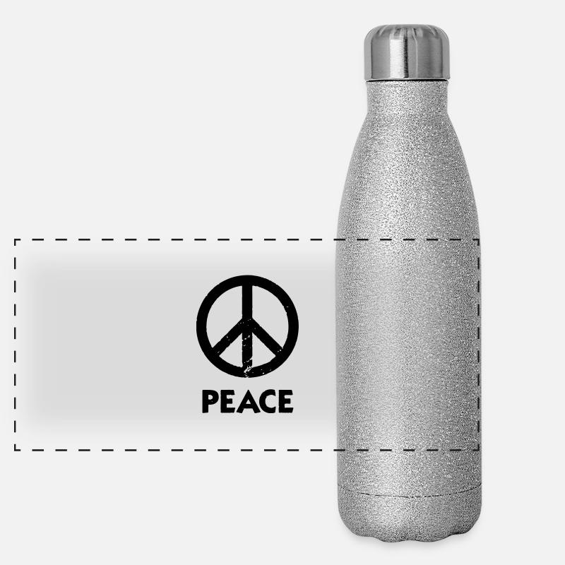 Peace Peacezeichen Love and Peace Panorama Glitzer Isolierflasche 500 ml