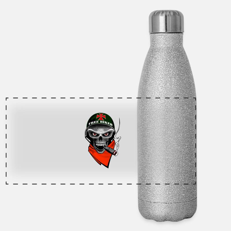 biker skull design Gourde isotherme panoramique pailletée 500 ml