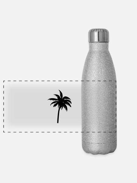 Palm - Gourde isotherme panoramique pailletée 500 ml - paillettes argentées - Devant