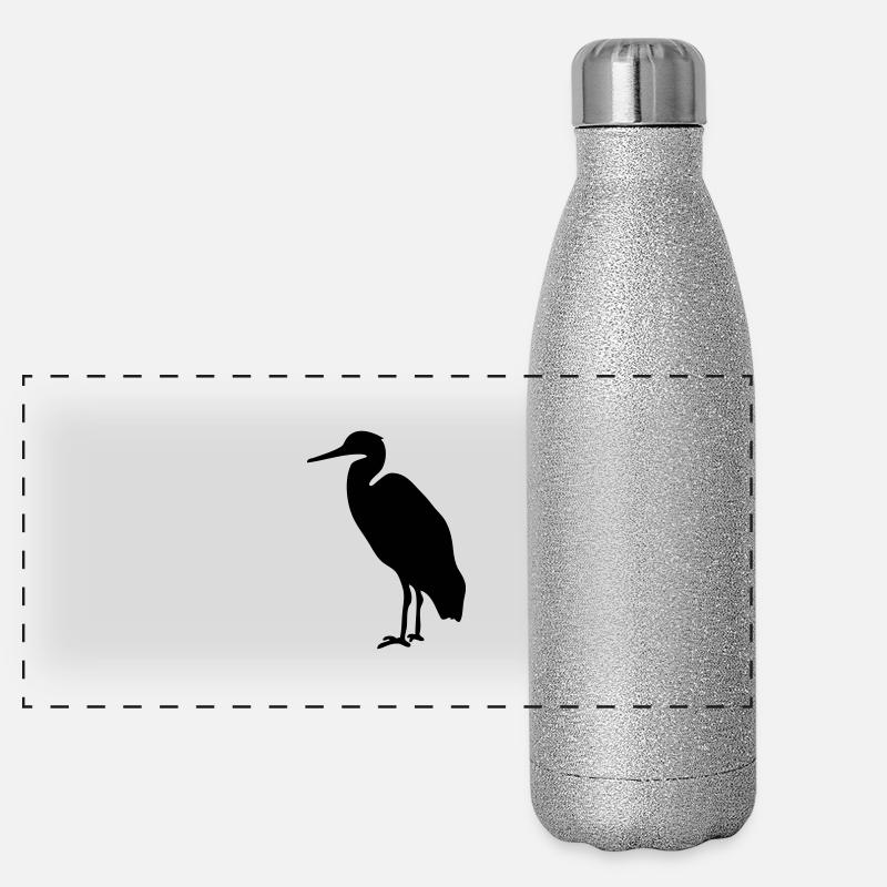 cigogne oiseau à bébé silhouette animal vintage Gourde isotherme panoramique pailletée 500 ml