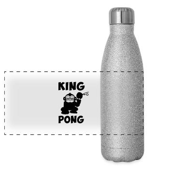 ping pong, tennis de table humour drôle - Gourde isotherme panoramique pailletée 500 ml - paillettes argentées - Devant