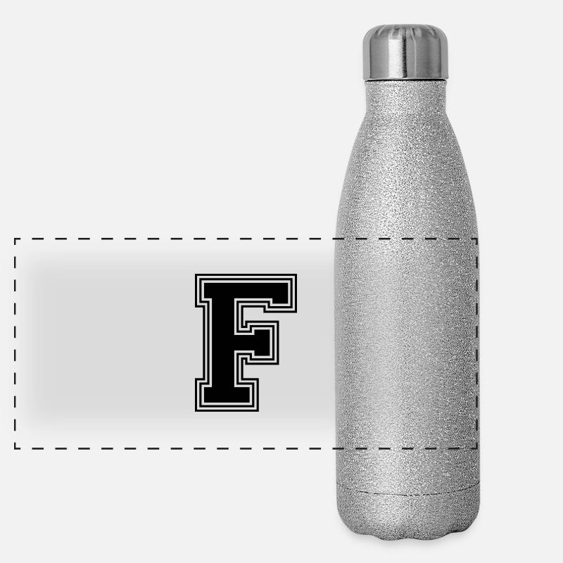 F_Buchstabe_F_(w31) - Panorama Glitzer Isolierflasche 500 ml - Silber Glitzer