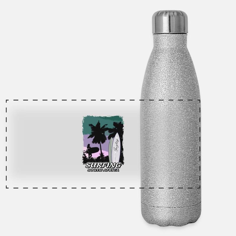 South Africa - Beach - Surfing - Surfer Panorama Glitzer Isolierflasche 500 ml