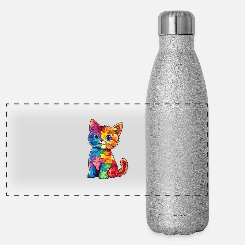 Autism Cat Autistic Panoramic Glitter Thermal Bottle 500 ml
