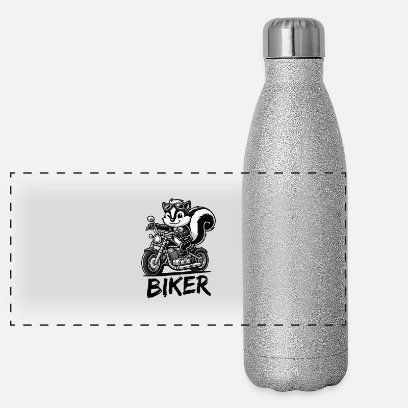 Stinktier Motorrad Biker Panorama Glitzer Isolierflasche 500 ml
