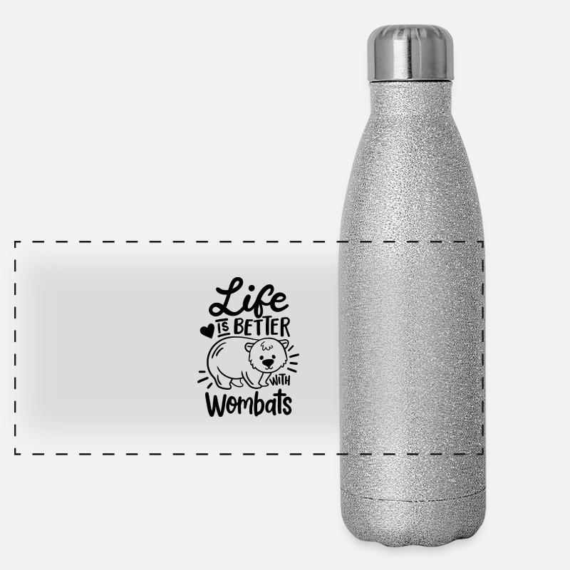 Life is better with wombats Panorama Glitzer Isolierflasche 500 ml